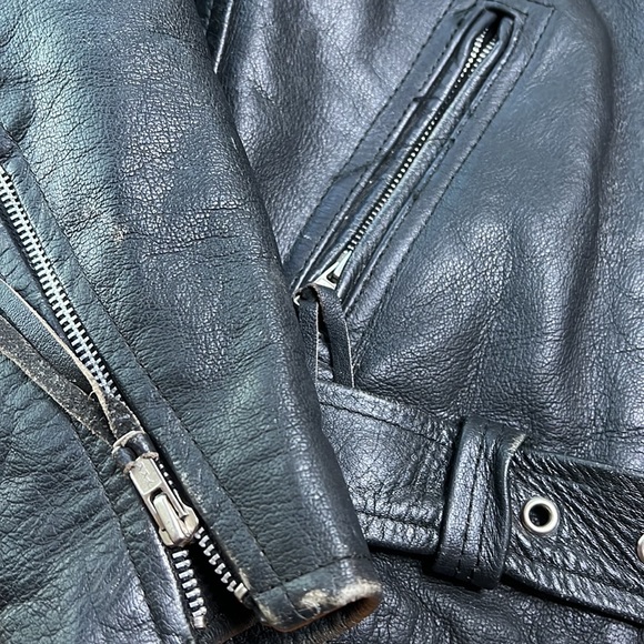 UNISEX Vintage 100% leather Sea Dream biker jacket. With Harley Davidson patch. - Picture 8 of 10